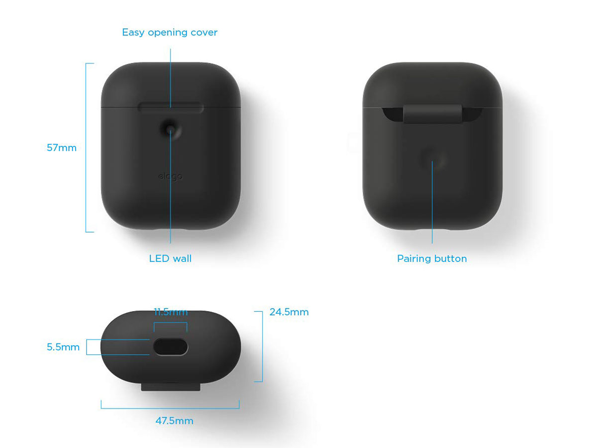 Elago Silicone Skin voor Airpods Wireless Charging Case - Zwart