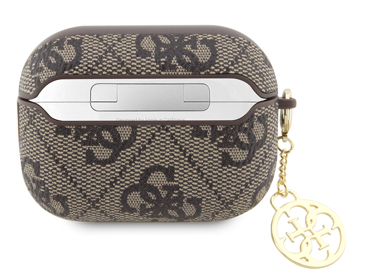 Guess 4G Monogram Charm Case Bruin - AirPods Pro 1 & 2 Case Hoesje