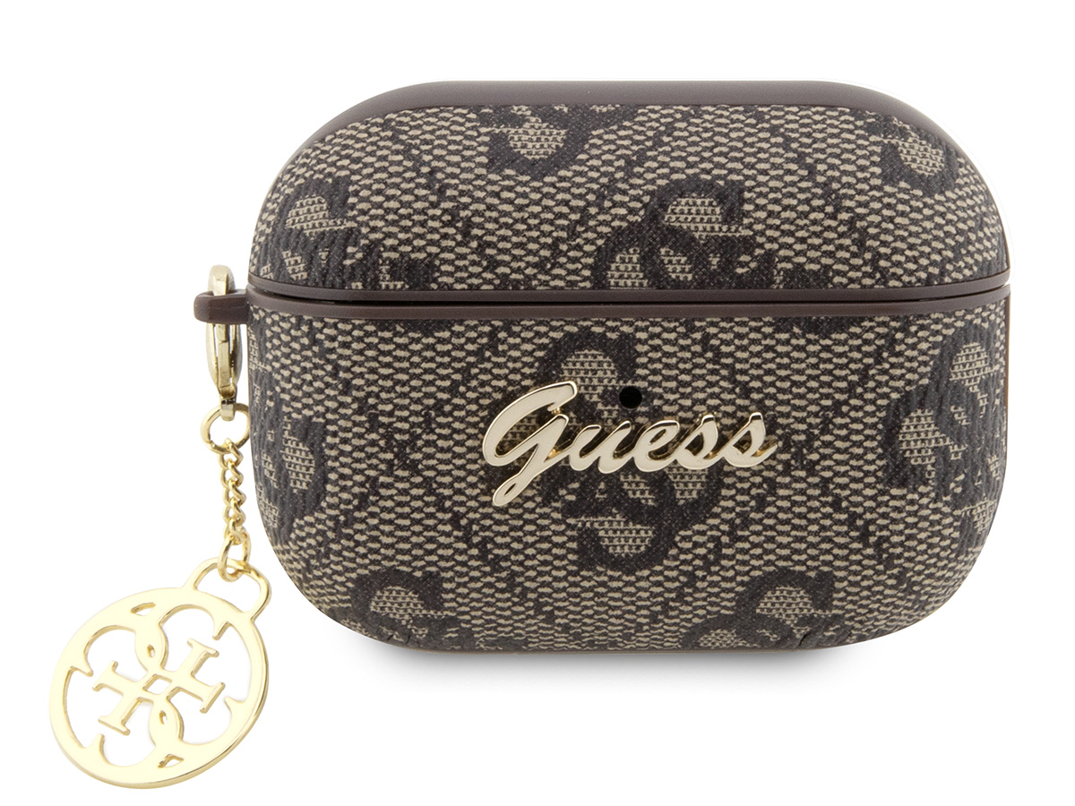 Guess 4G Monogram Charm Case Bruin - AirPods Pro 1 & 2 Case Hoesje