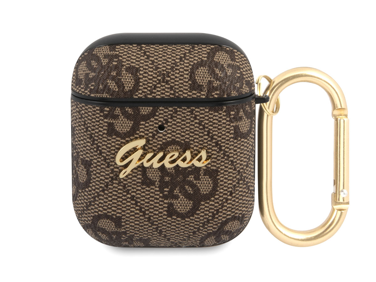 Bangladesh duidelijk Herdenkings Guess 4G Monogram Ring Case AirPods 1/2 Hoesje | Bruin