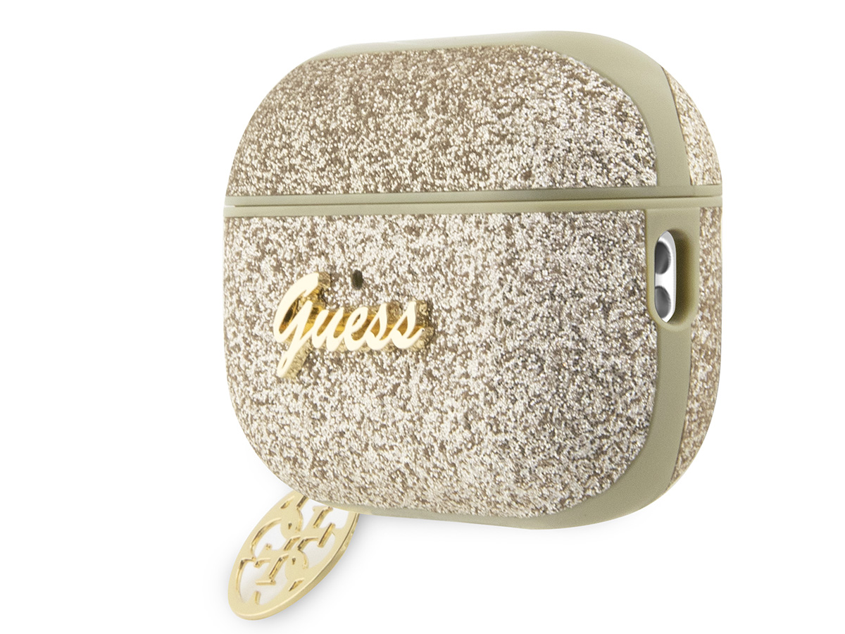 Guess Glitter Charm Case Goud - AirPods Pro 1 & 2 Case Hoesje