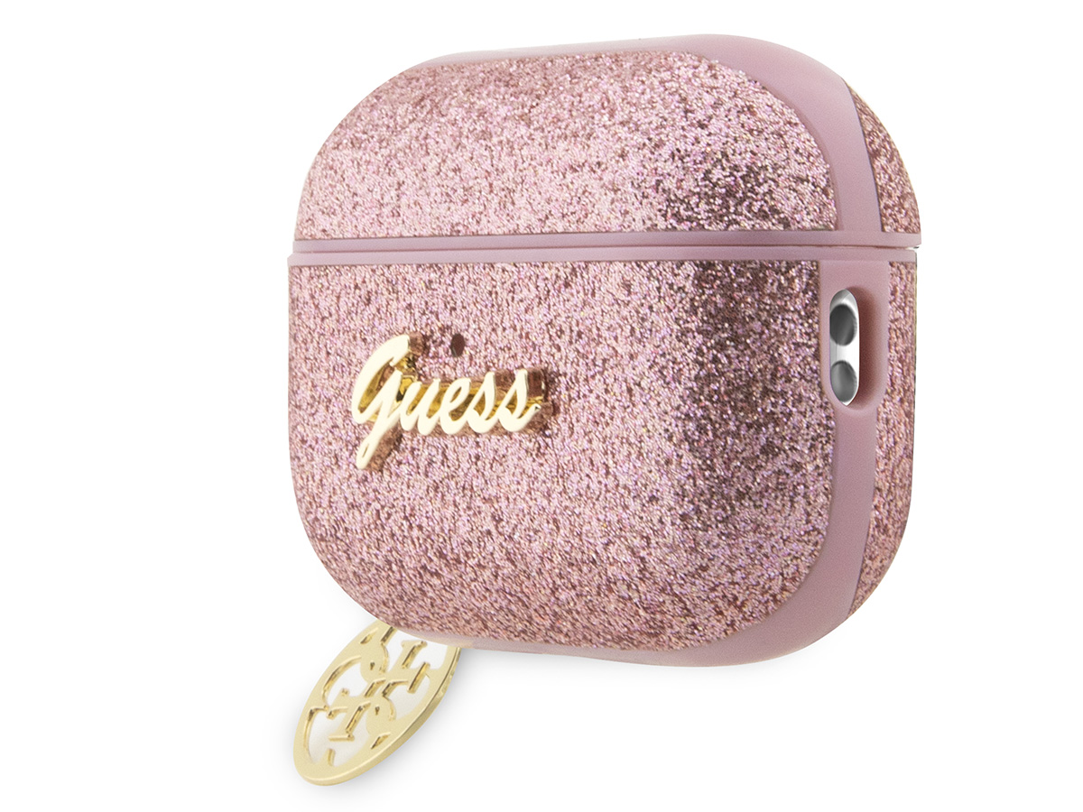 Guess Glitter Charm Case Roze - AirPods Pro 1 & 2 Case Hoesje
