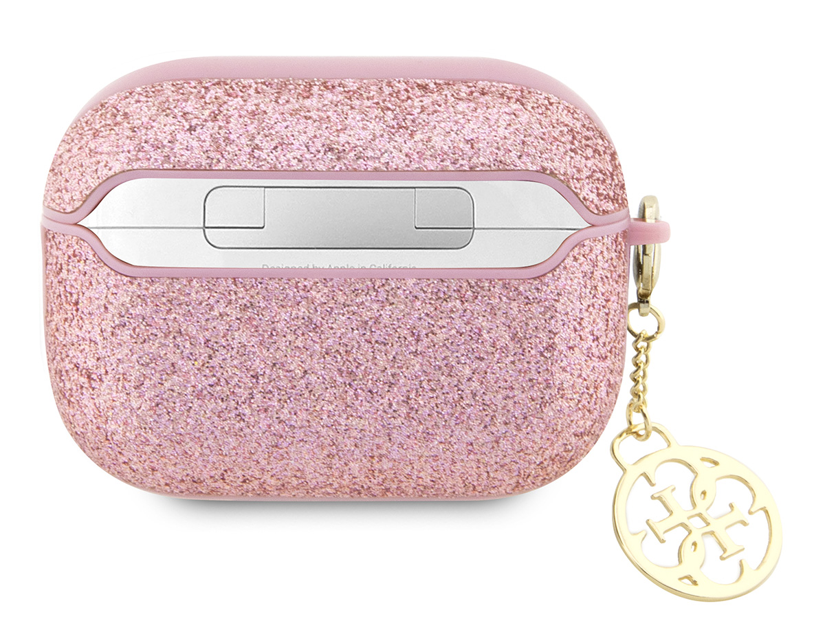 Guess Glitter Charm Case Roze - AirPods Pro 1 & 2 Case Hoesje