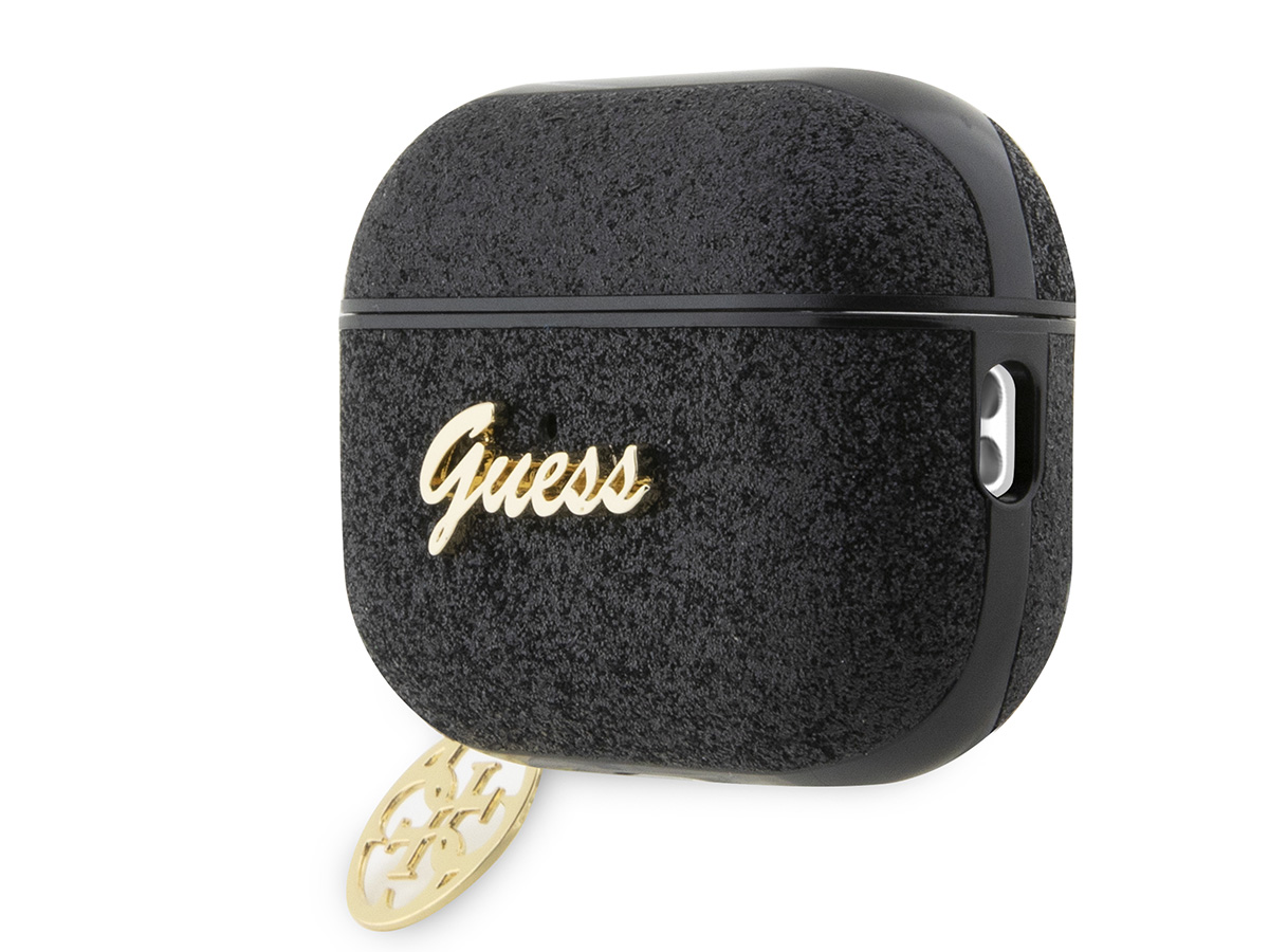 Guess Glitter Charm Case Zwart - AirPods Pro 1 & 2 Case Hoesje