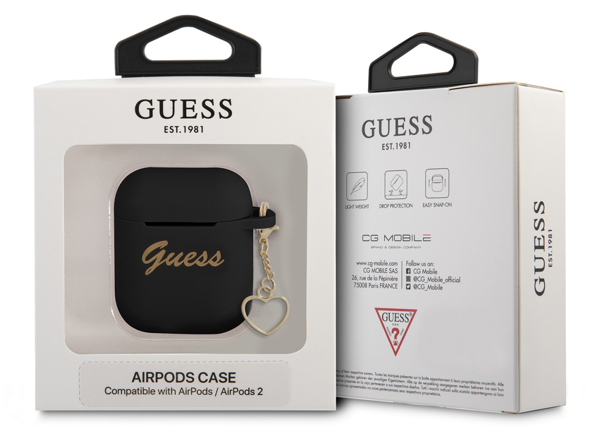 Guess Heart Charm Silicone Case - AirPods 1/2 Case Hoesje