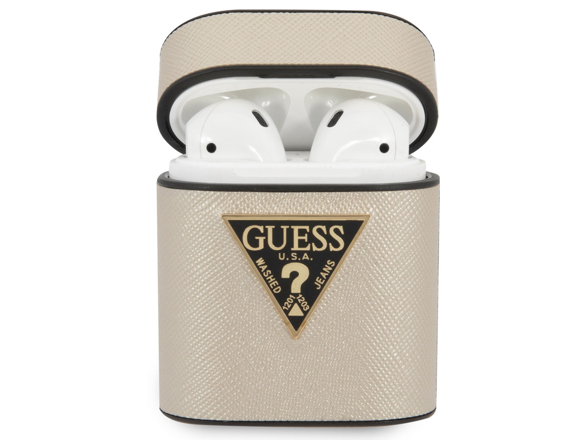 Guess Saffiano Case Beige - AirPods 1 & 2 Case Hoesje