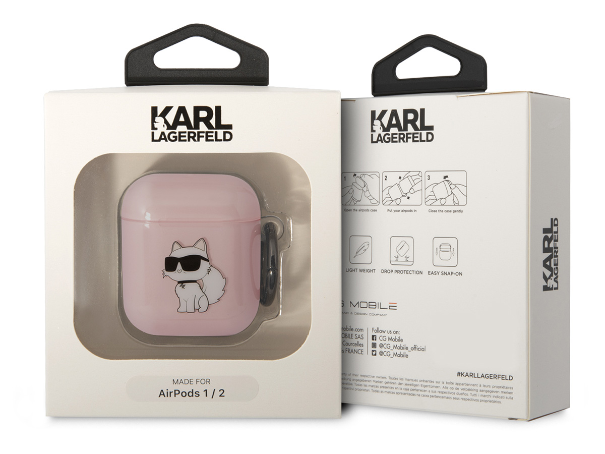 Karl Lagerfeld Choupette Case Roze - AirPods 1 & 2 Hoesje