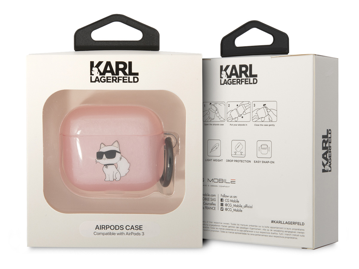 Karl Lagerfeld Choupette Case Roze - AirPods 3 Hoesje