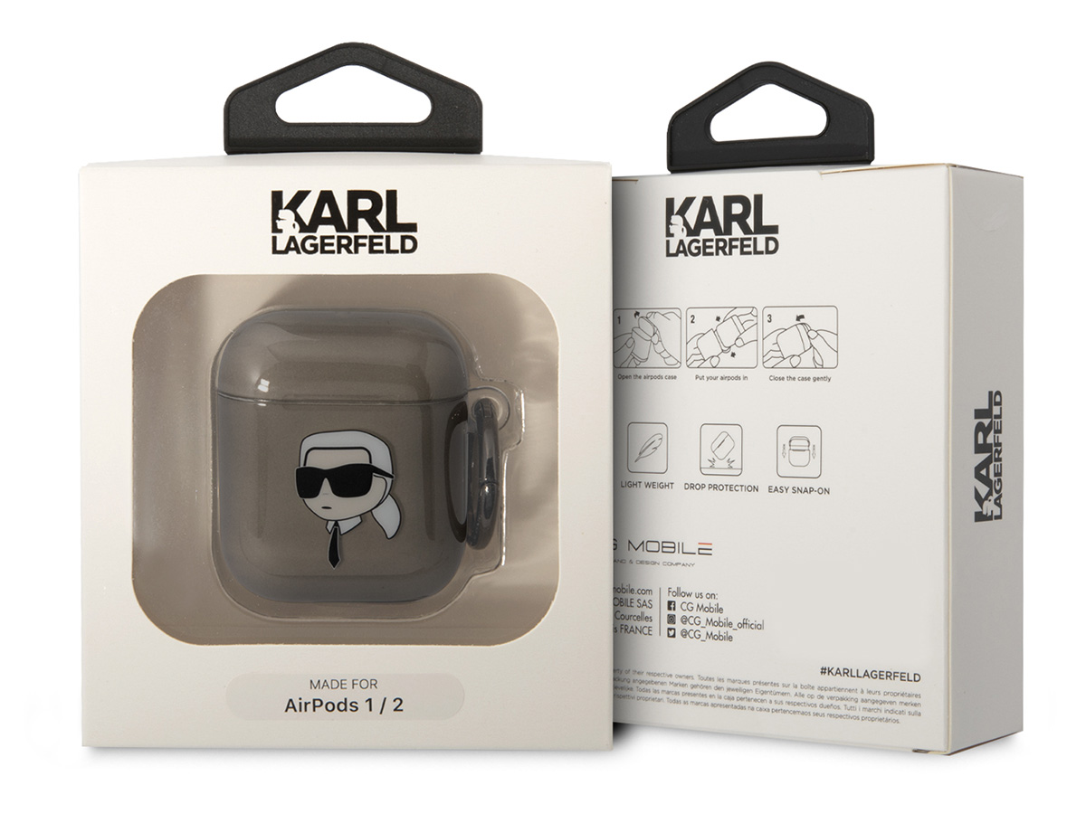Karl Lagerfeld Ikonik Skin Case Zwart - AirPods 1 & 2 Hoesje