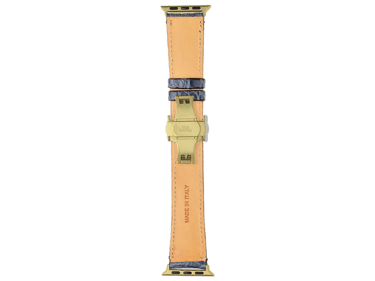 Gatti Alligator Apple Watch Band 42/44/45/49mm - Blue Gibilterra/Gold