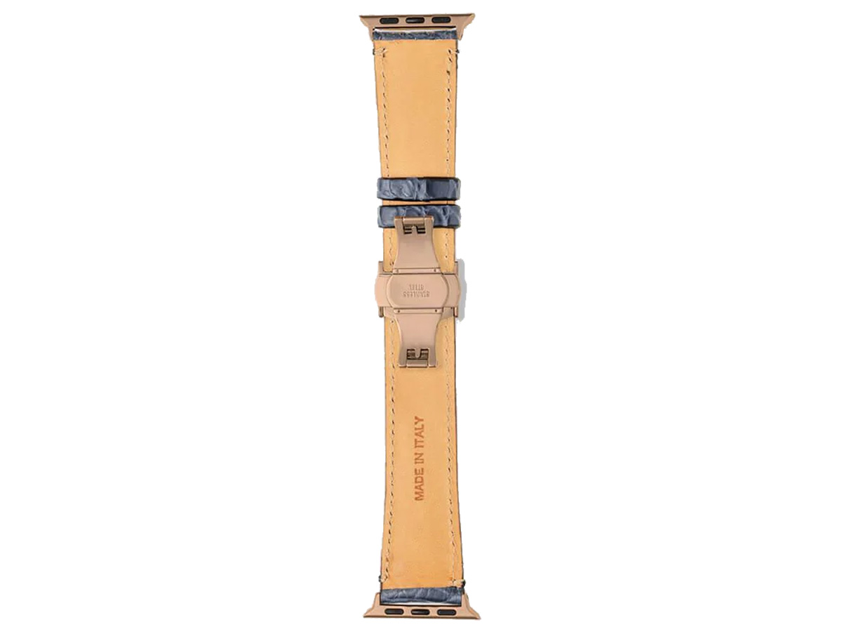 Gatti Alligator Apple Watch Band 42/44/45/49mm - Blue Gibilterra/Rose Gold