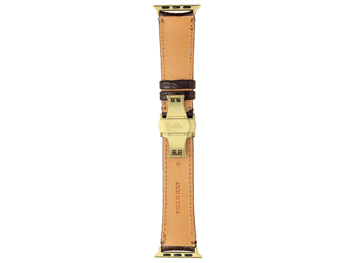 Gatti Alligator Apple Watch Band 42/44/45/49mm - Dark Brown/Gold