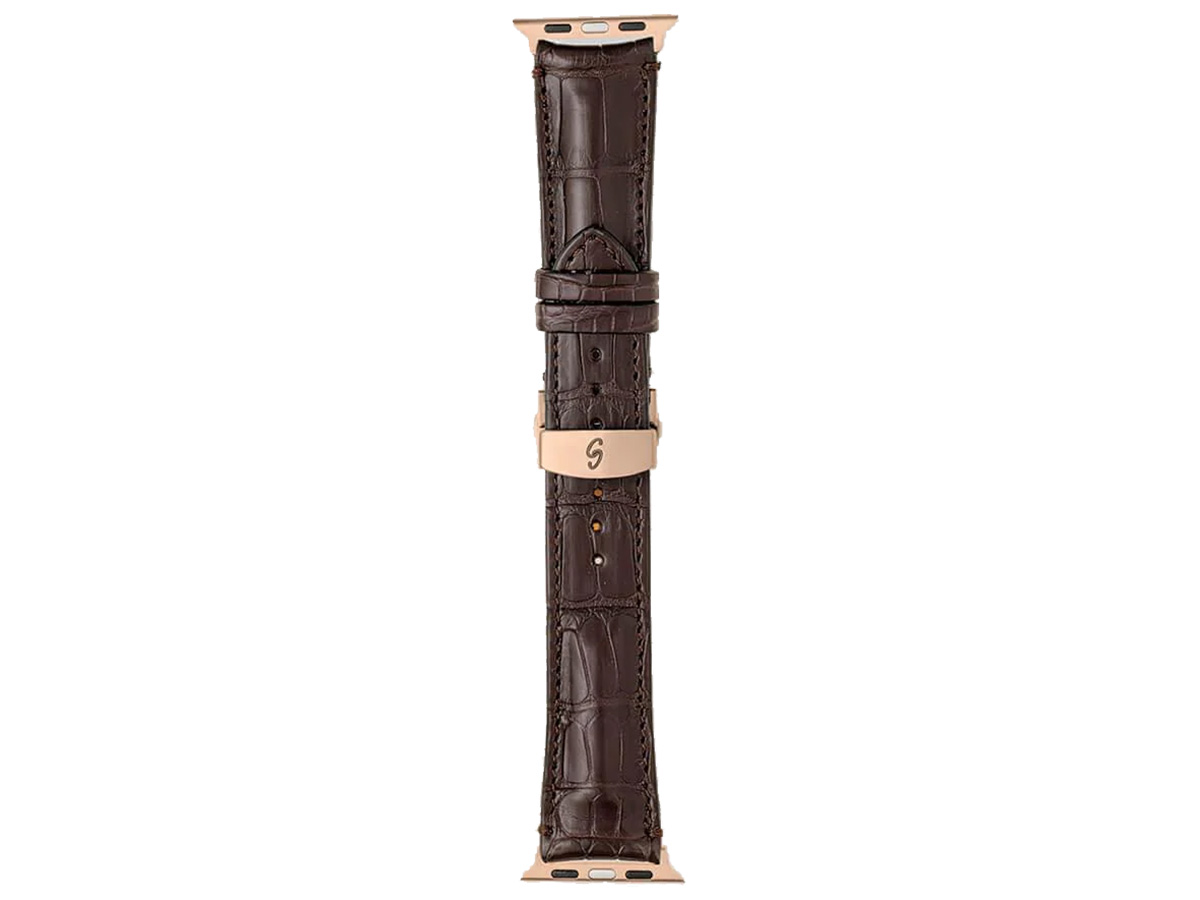 Gatti Alligator Apple Watch Band 42/44/45/49mm - Dark Brown/Rose Gold