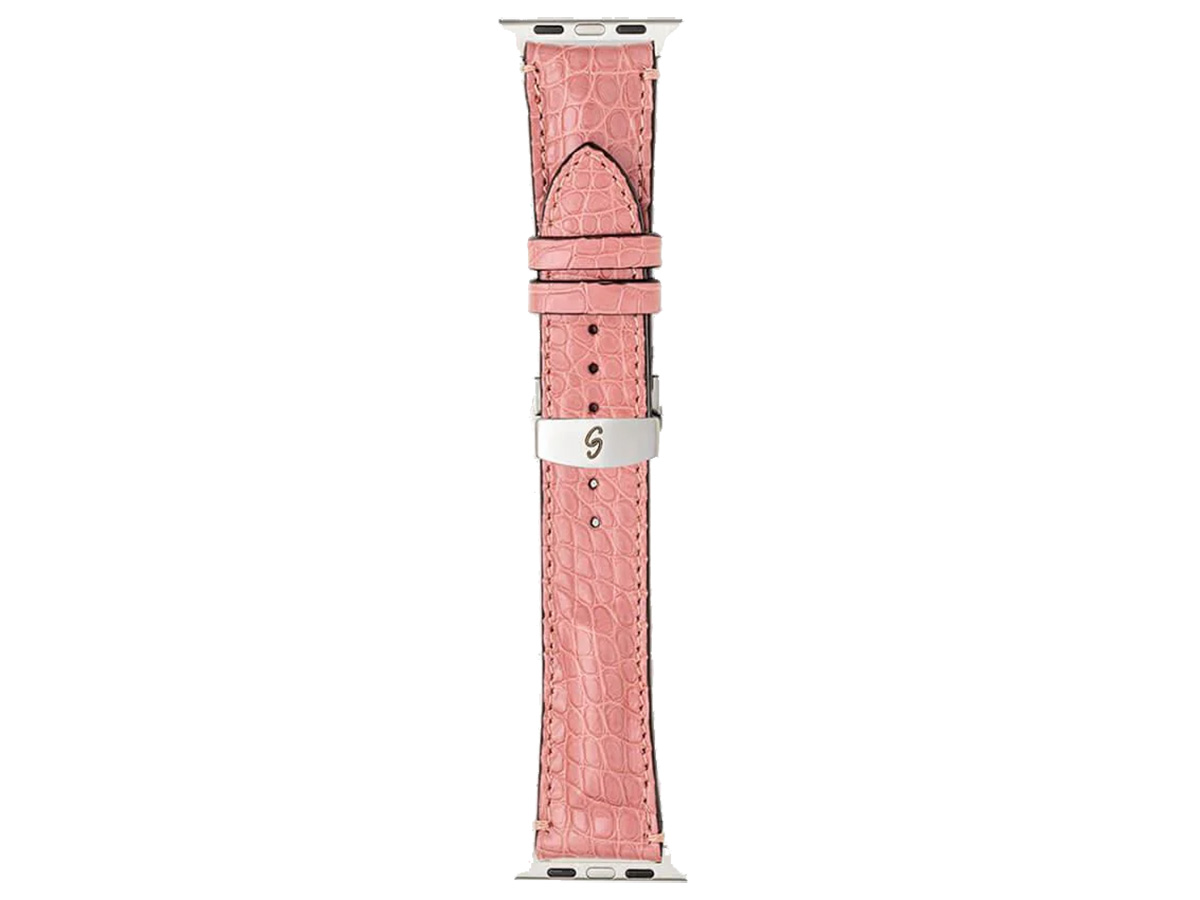 Gatti Alligator Apple Watch Band 42/44/45/49mm - Queen Pink/Silver