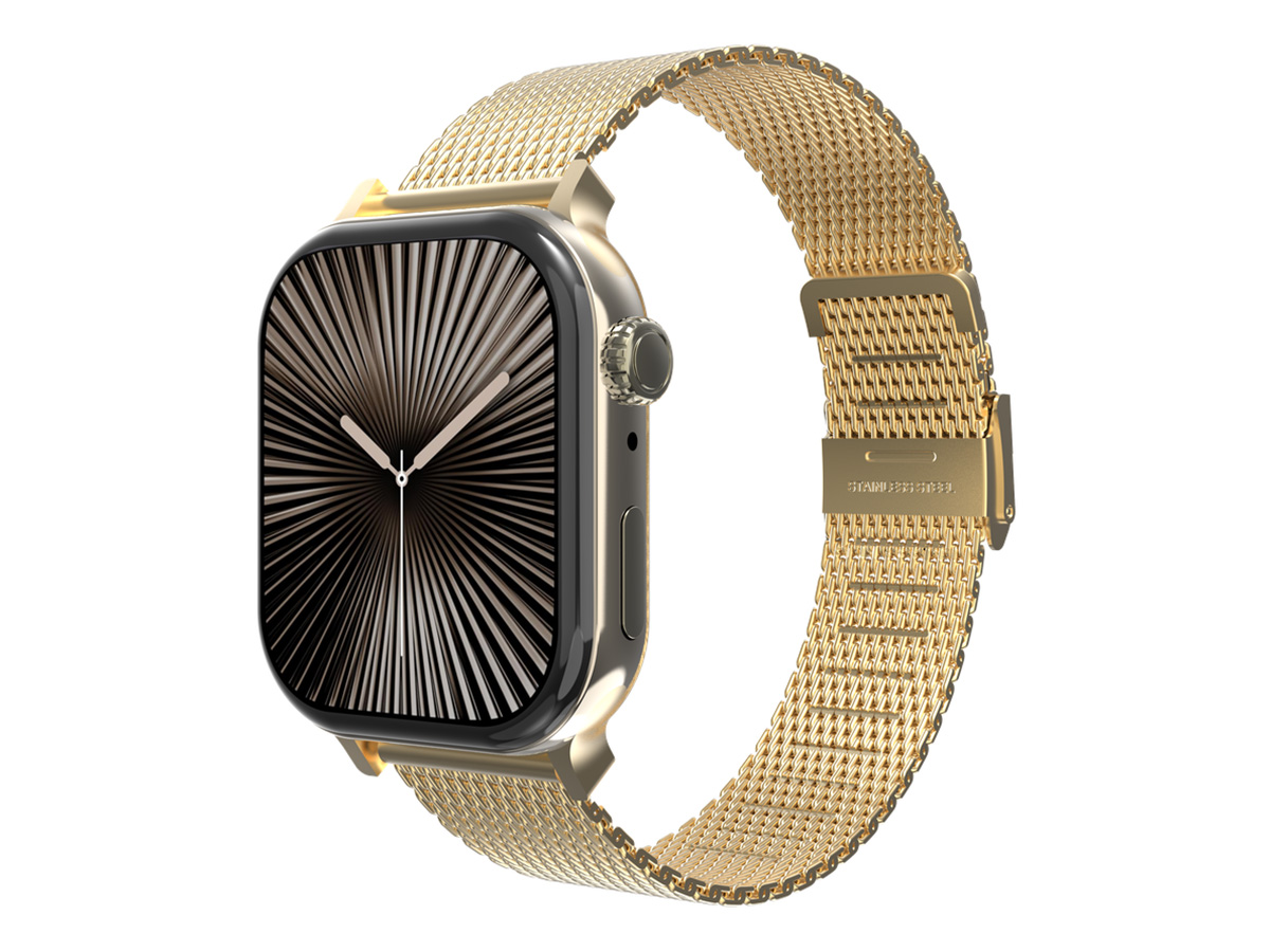 Just in Case Steel Mesh Strap Goud - Apple Watch Bandje 42/44/45/46/49mm