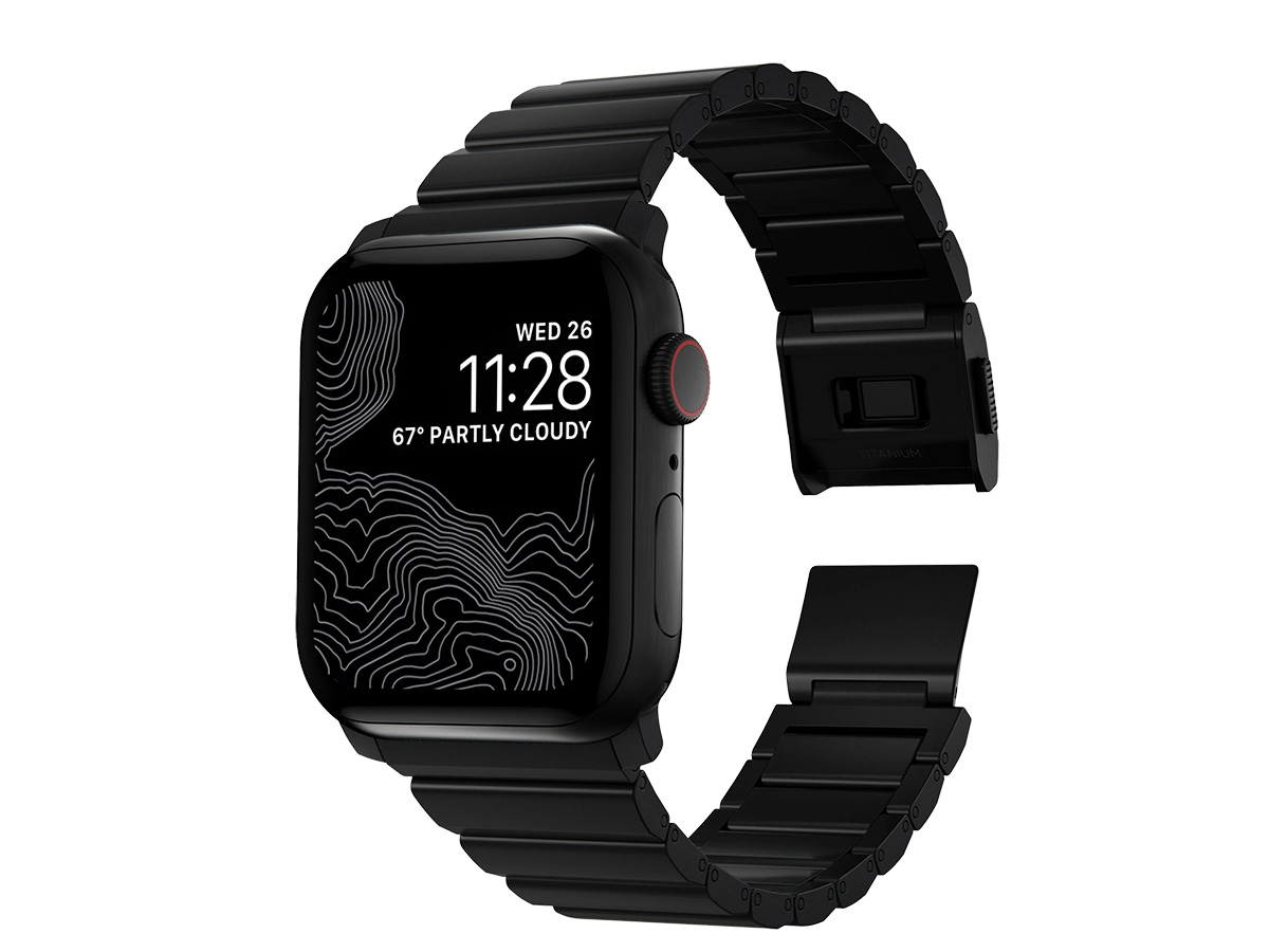 Nomad Titanium Band Zwart - Apple Watch Band 42/44/45/49 mm