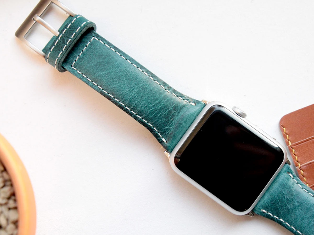 SLG Design D7 Italian Wax Leather Apple Watch Band 42/44/45mm & Ultra - Blauw