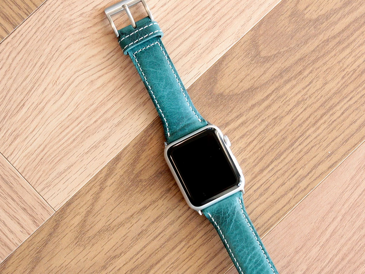 SLG Design D7 Italian Wax Leather Apple Watch Band 42/44/45mm & Ultra - Blauw