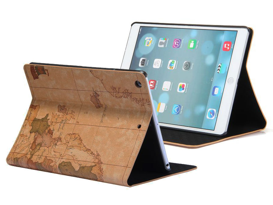 Antique World Map Stand Case Hoes Cover voor iPad Air