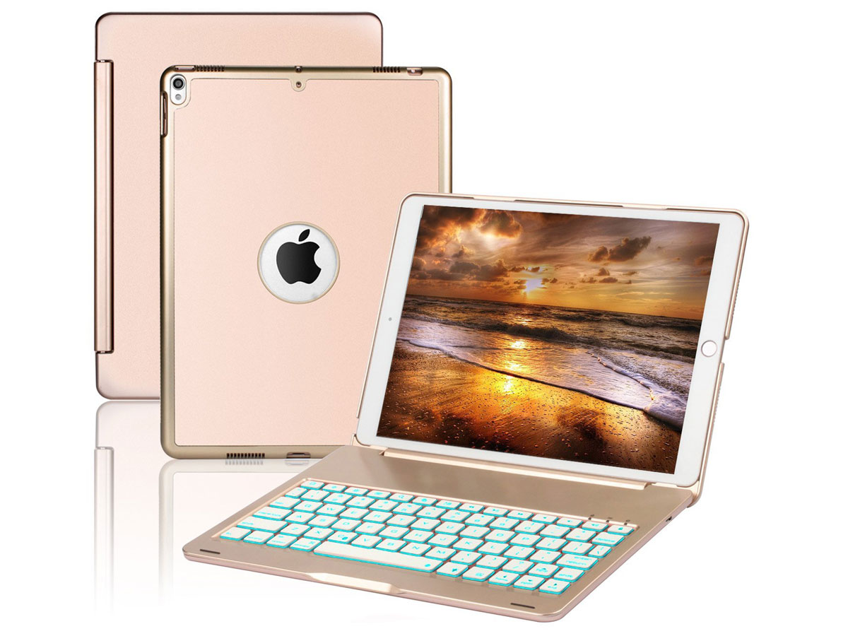 Bluetooth Toetsenbord Case Goud - iPad 10.2 Hoesje