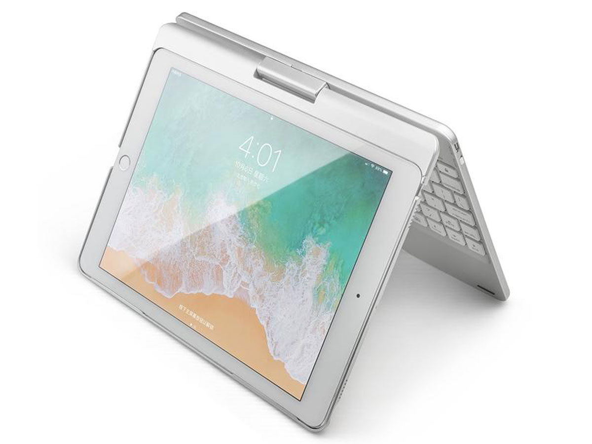 Bluetooth Toetsenbord Case 360 Zilver - iPad 10.2 Hoesje