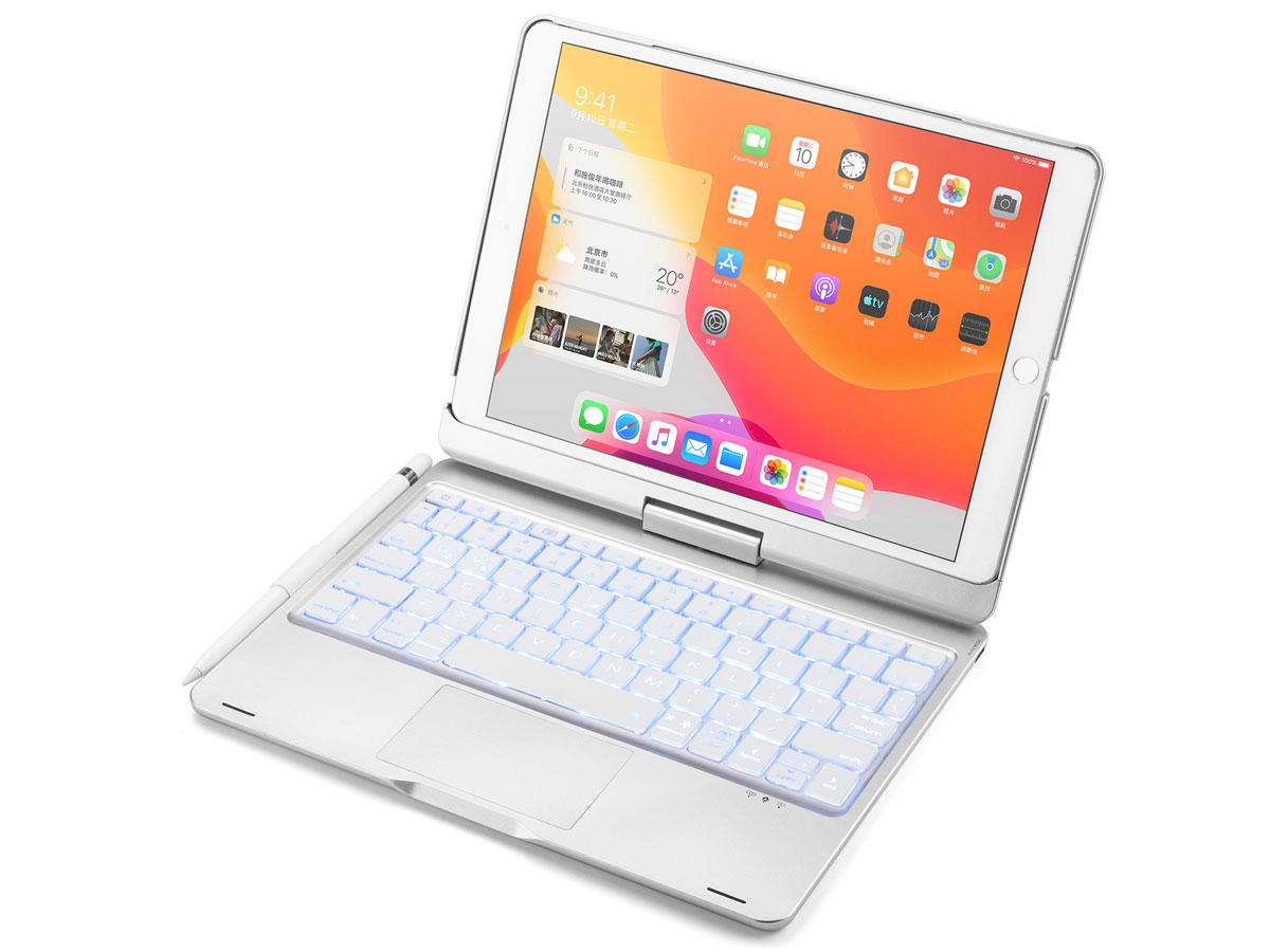 Toetsenbord Case 360 met Muis Trackpad Zilver - iPad 10.2 Hoesje