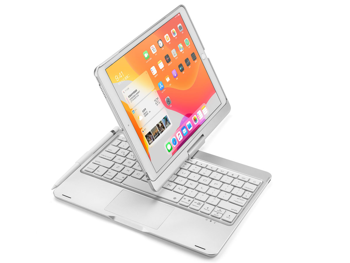 Toetsenbord Case 360 met Muis Trackpad Zilver - iPad 10.2 Hoesje