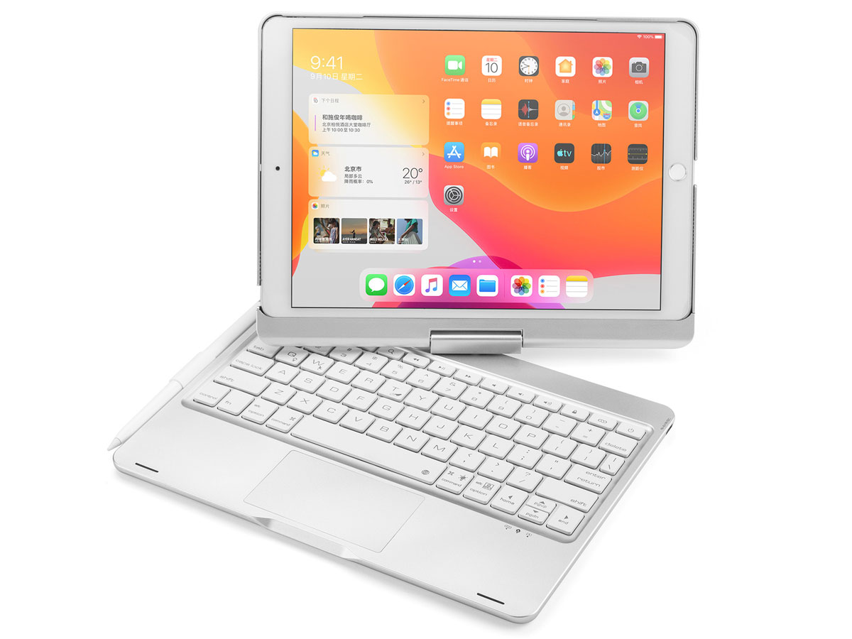 Toetsenbord Case 360 met Muis Trackpad Zilver - iPad 10.2 Hoesje