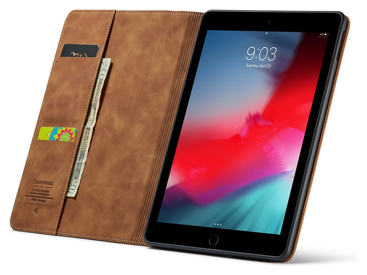 CaseMania Slim Stand Folio Case Cognac - iPad 10.2 hoesje