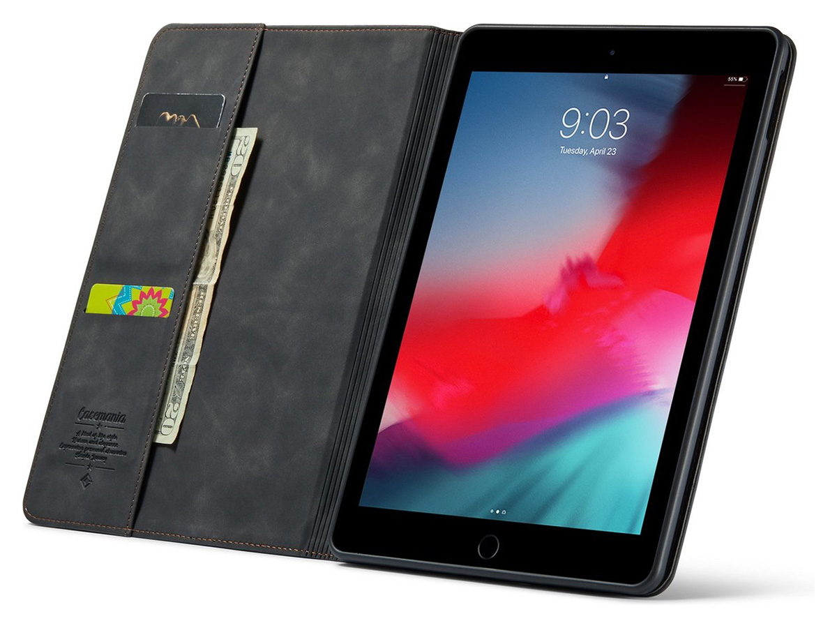 CaseMania Slim Stand Folio Case Zwart - iPad 10.2 hoesje