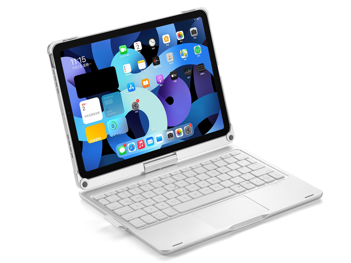 Toetsenbord Case 360 met Muis Trackpad Zilver - iPad Air 4/5 Hoesje