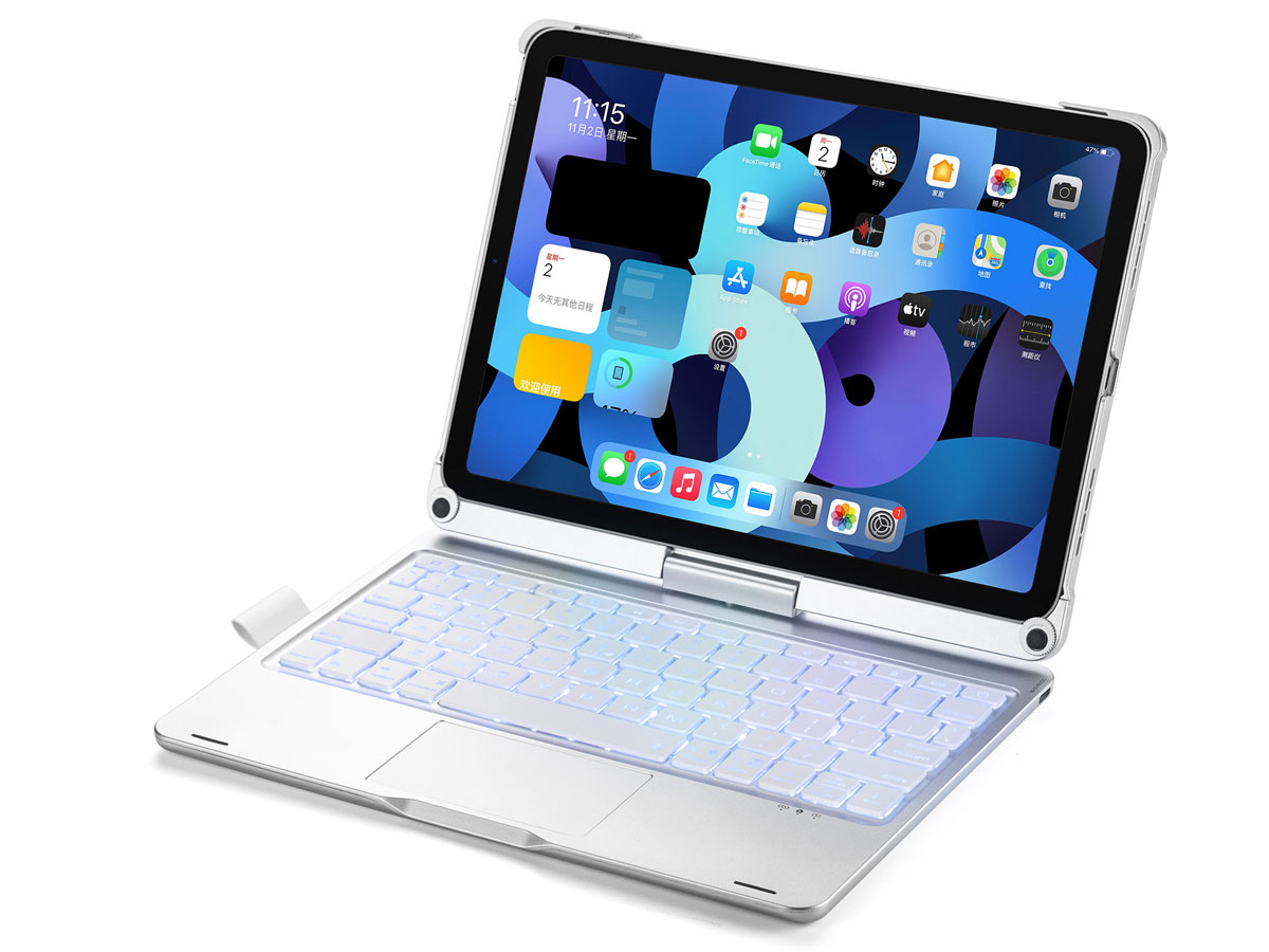 Toetsenbord Case 360 met Muis Trackpad Zilver - iPad Air 4/5 Hoesje