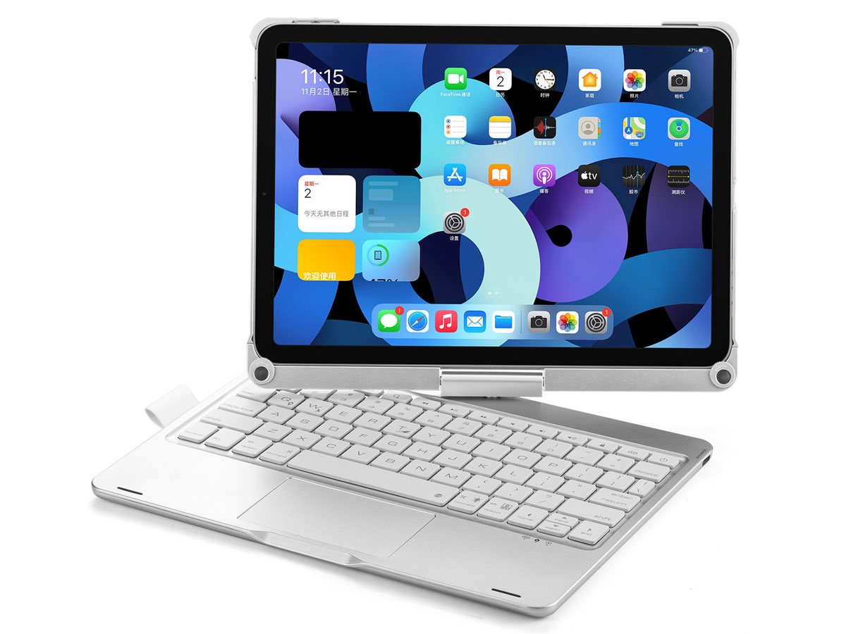 Toetsenbord Case 360 met Muis Trackpad Zilver - iPad Air 4/5 Hoesje