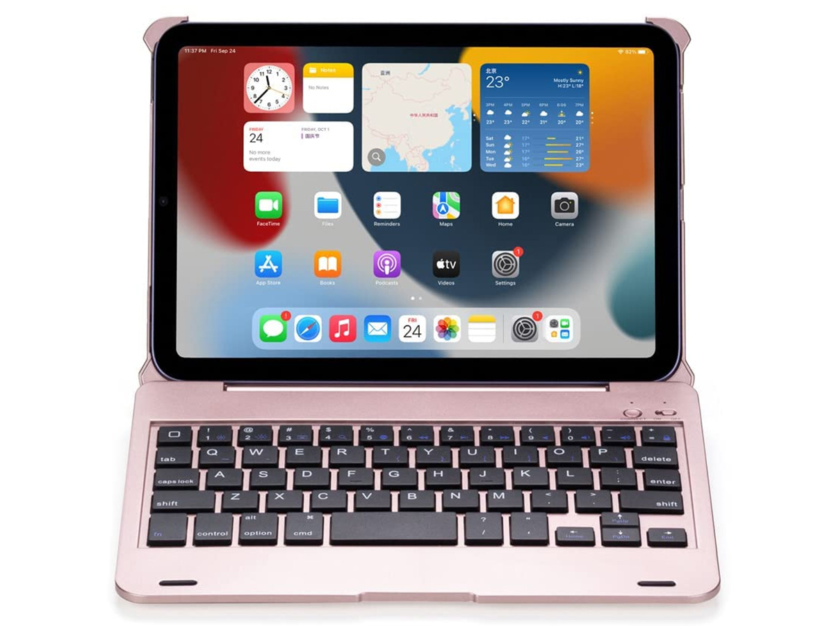 Buiten adem warmte Drank iPad mini 6 Toetsenbord Case Roze Hoesje met Keyboard