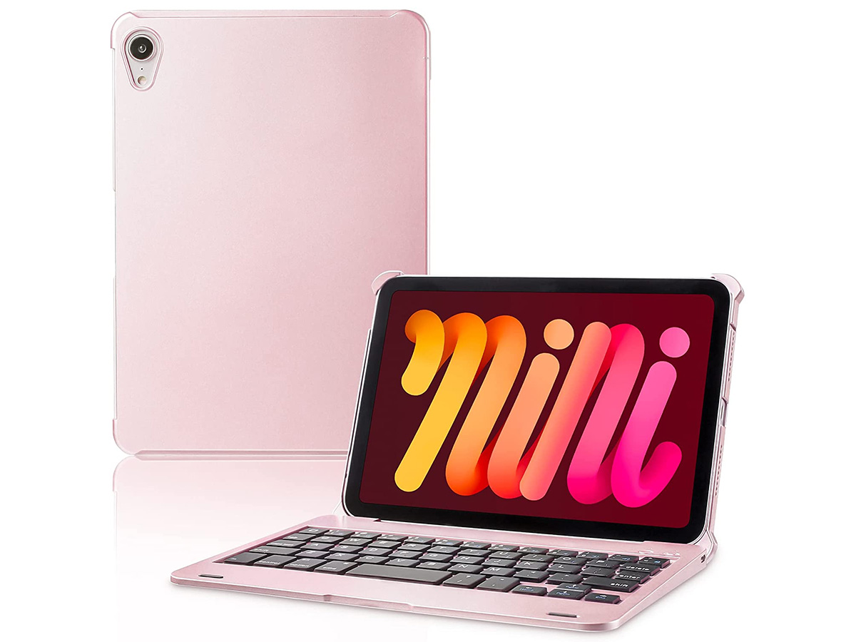 Buiten adem warmte Drank iPad mini 6 Toetsenbord Case Roze Hoesje met Keyboard