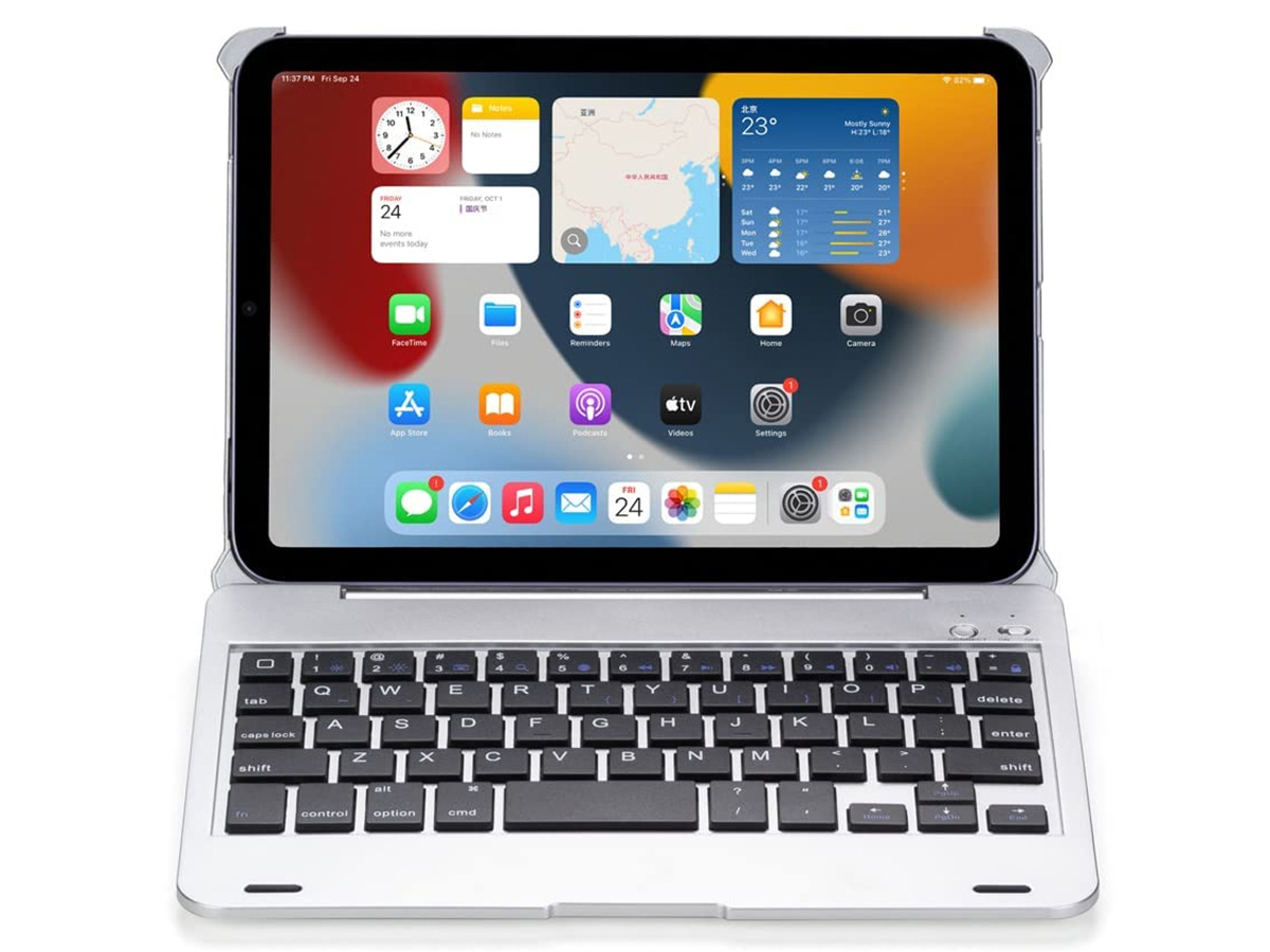 Bluetooth Toetsenbord Case Zilver - iPad Mini 6 Toetsenbord Hoesje