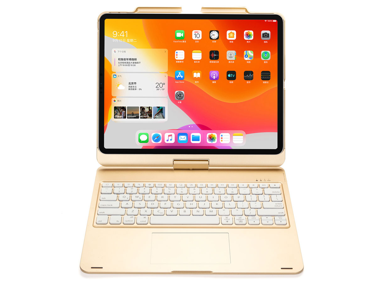 Toetsenbord Case 360 met Muis Trackpad Goud - iPad Pro 11 Hoesje