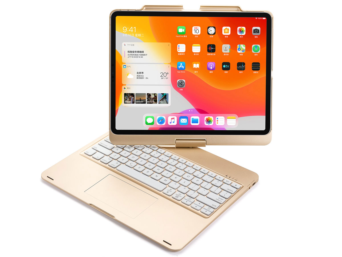 Toetsenbord Case 360 met Muis Trackpad Goud - iPad Pro 11 Hoesje