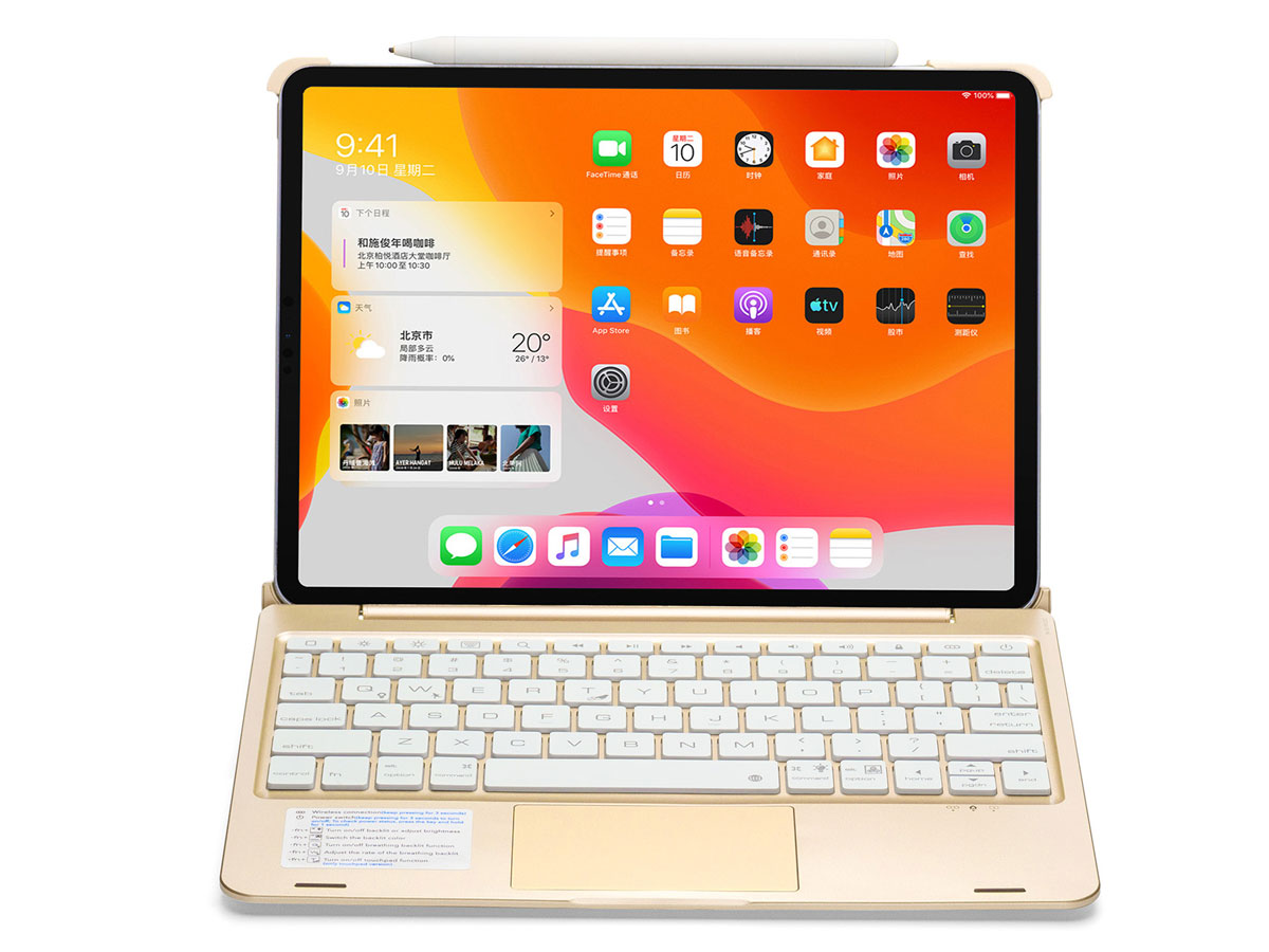 Toetsenbord Case met Muis Trackpad Goud - iPad Pro 11 Hoesje