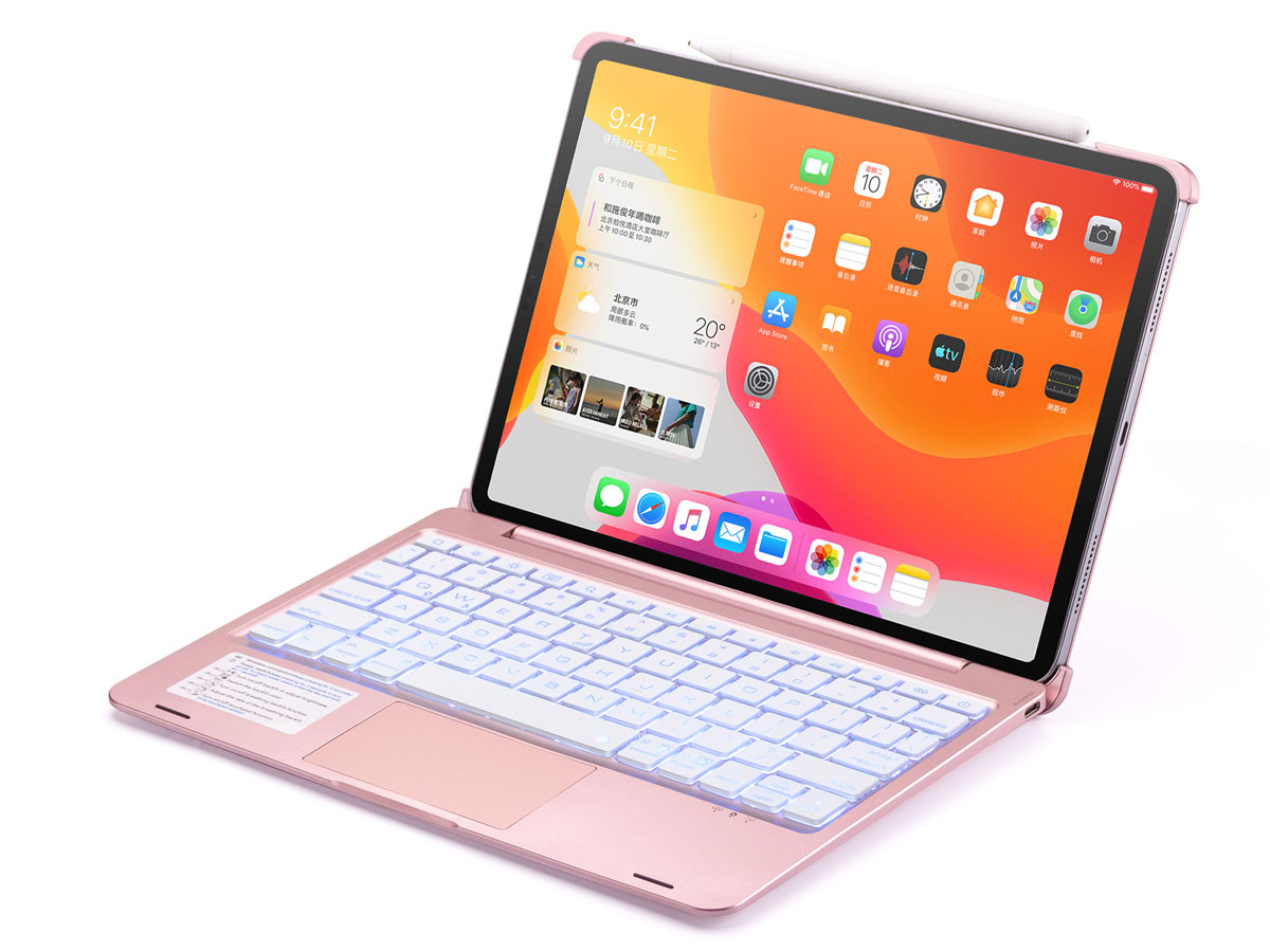 Kent Slang breken iPad Pro 11 2021 Toetsenbord Case met Trackpad Rosé