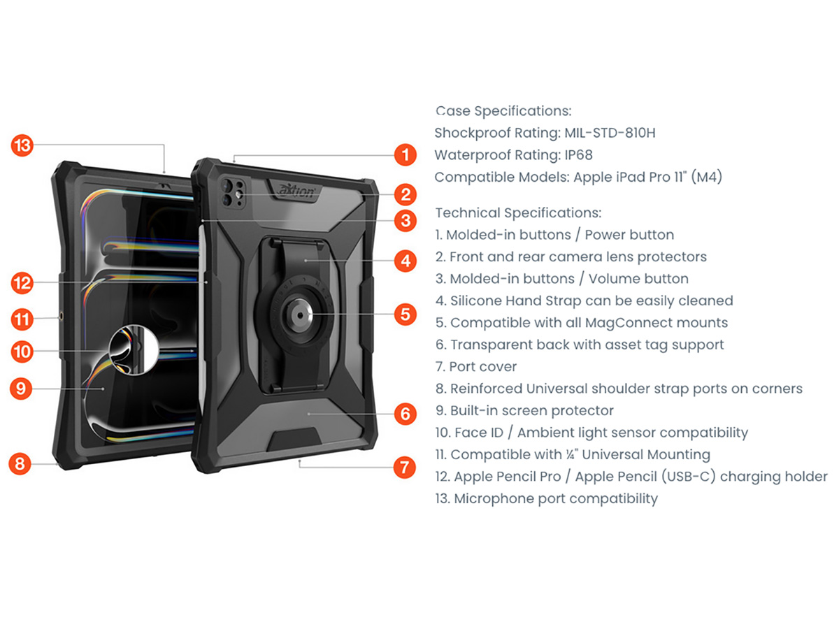 The Joy Factory aXtion Slim MH - IP68 Waterdicht iPad Pro 11 (M4) Hoesje