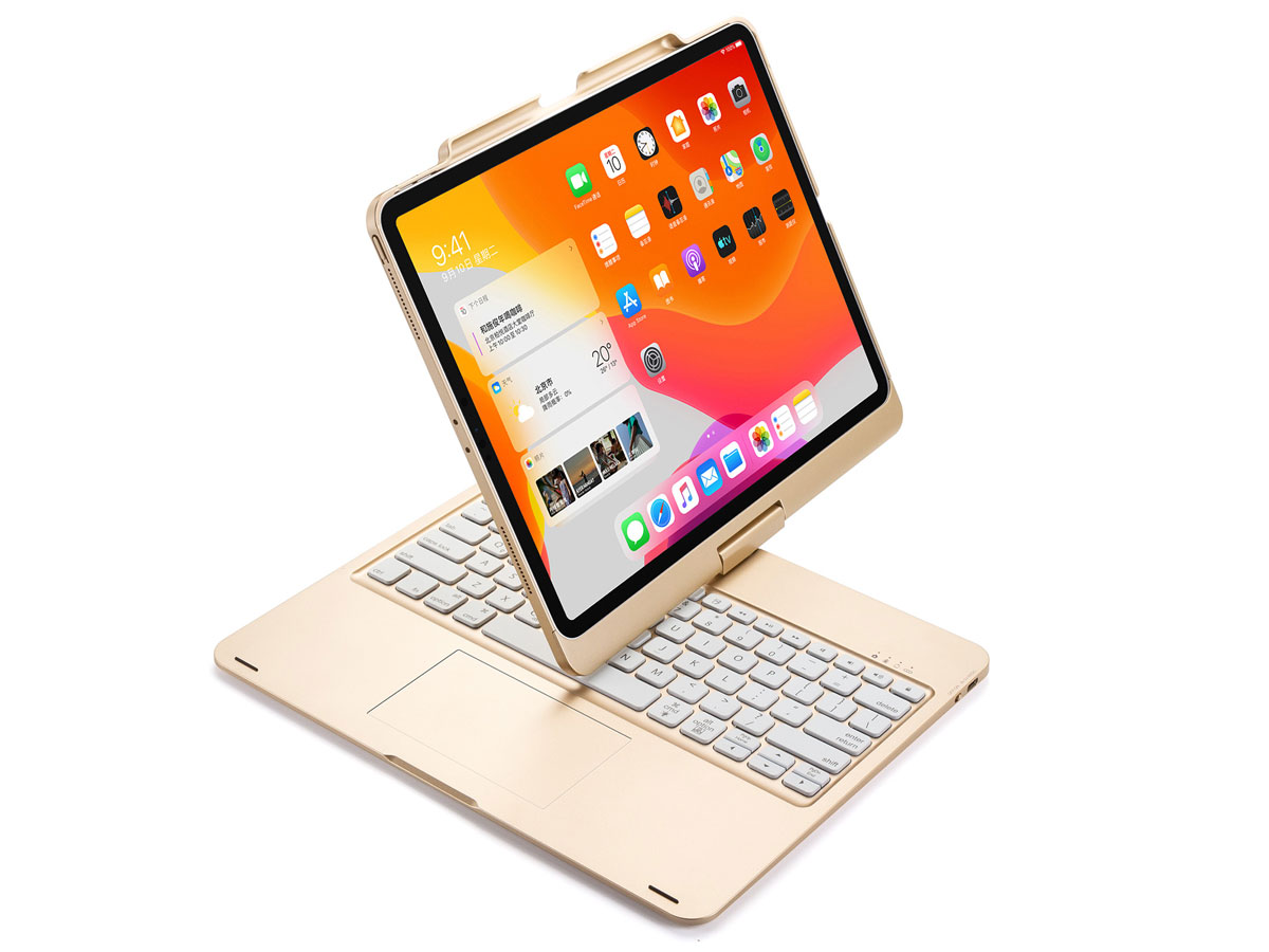 Toetsenbord Case 360 met Muis Trackpad Goud - iPad Pro 12.9 (2018/2020) Hoesje