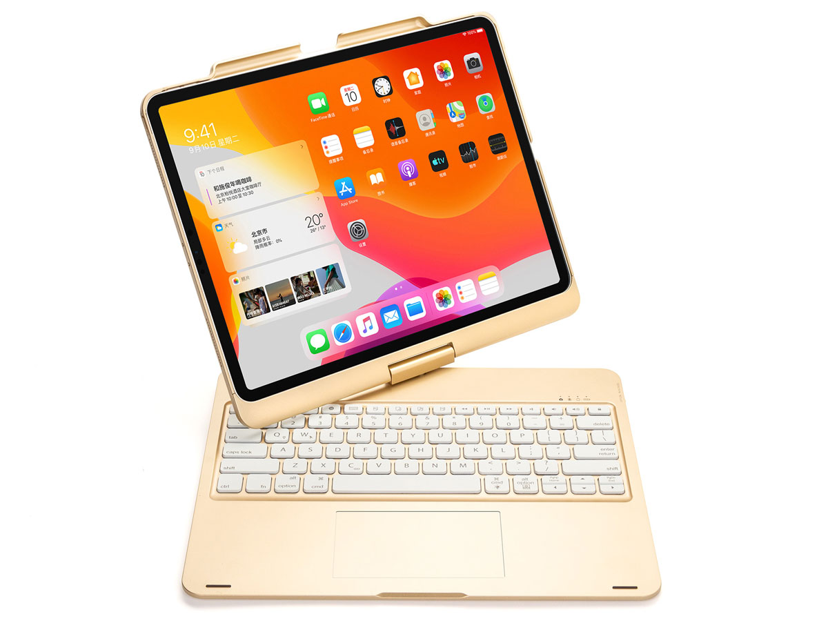 Toetsenbord Case 360 met Muis Trackpad Goud - iPad Pro 12.9 (2018/2020) Hoesje