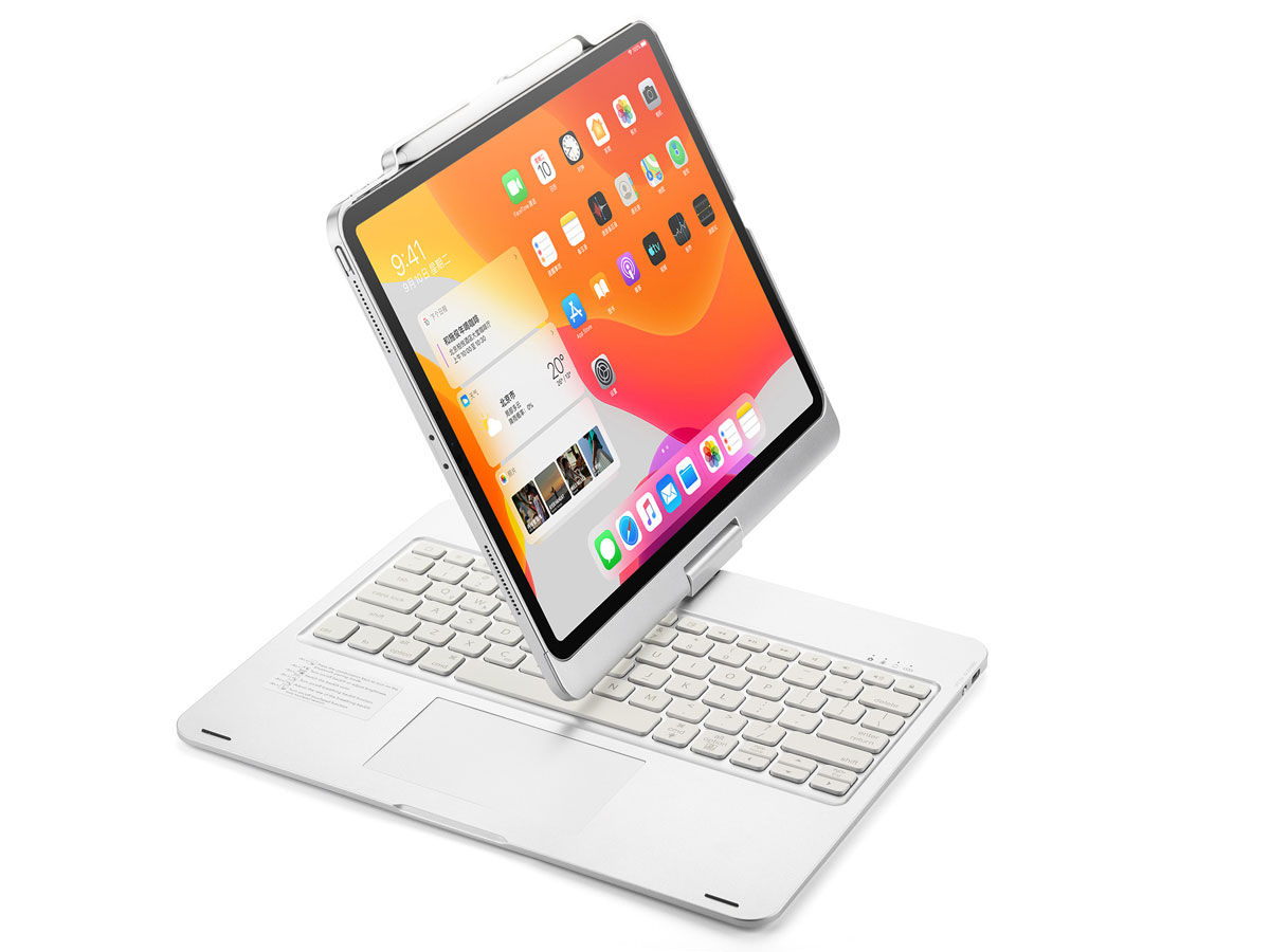 Toetsenbord Case 360 met Muis Trackpad Zilver - iPad Pro 12.9 (2018/2020) Hoesje