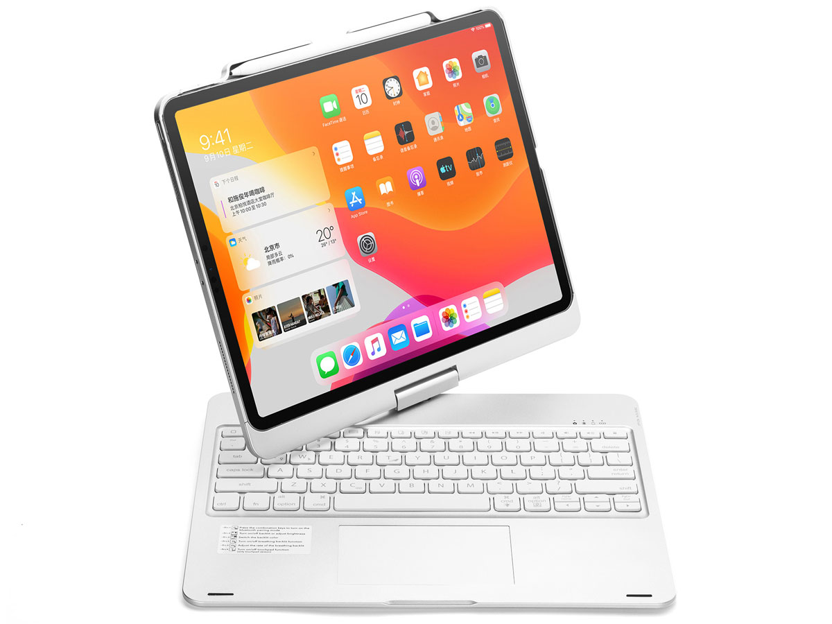 Toetsenbord Case 360 met Muis Trackpad Zilver - iPad Pro 12.9 (2018/2020) Hoesje