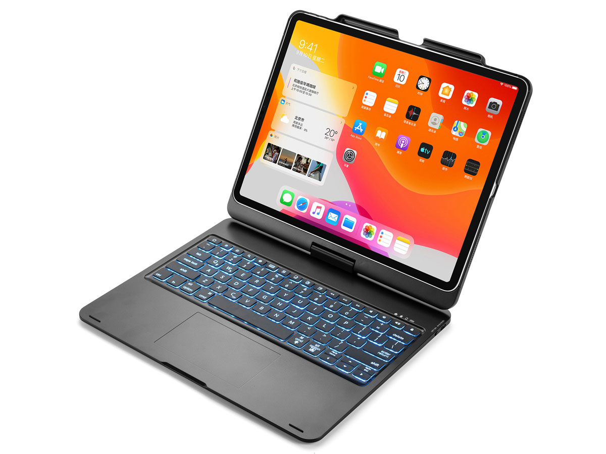 iPad Pro 12.9 2020 Toetsenbord Case 360 met Muis Zwart