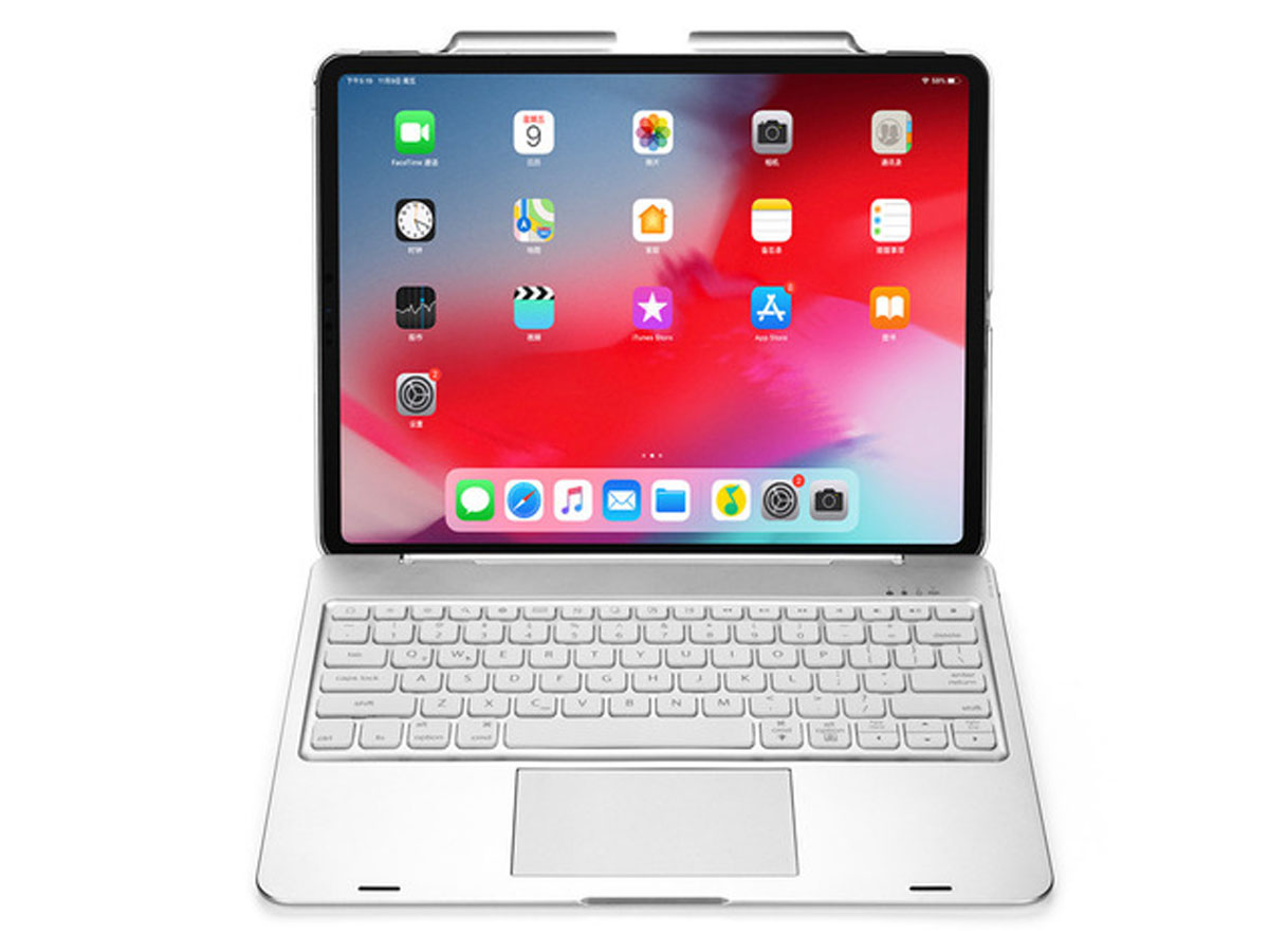 Toetsenbord Case met Muis Trackpad Zilver - iPad Pro 12.9 (2018/2020) Hoesje