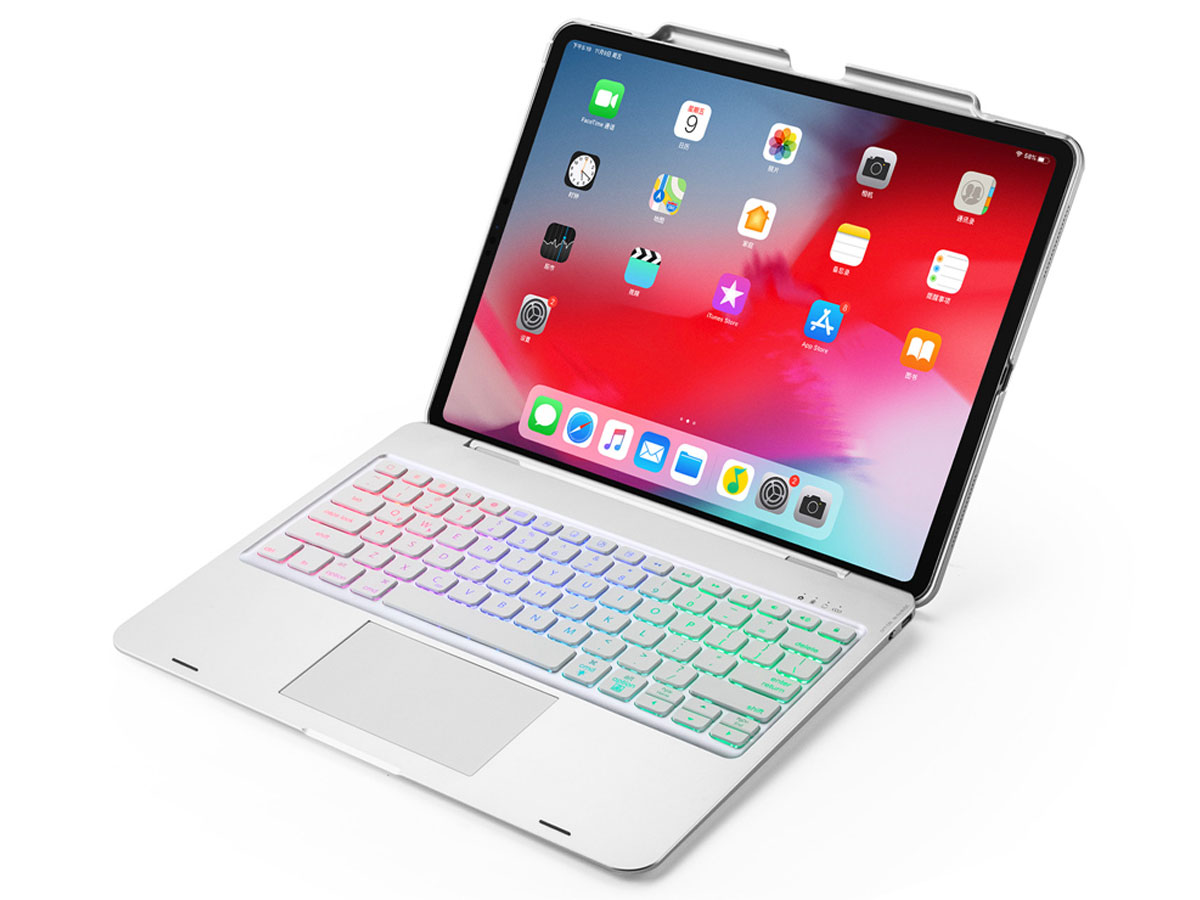 Toetsenbord Case met Muis Trackpad Zilver - iPad Pro 12.9 (2018/2020) Hoesje