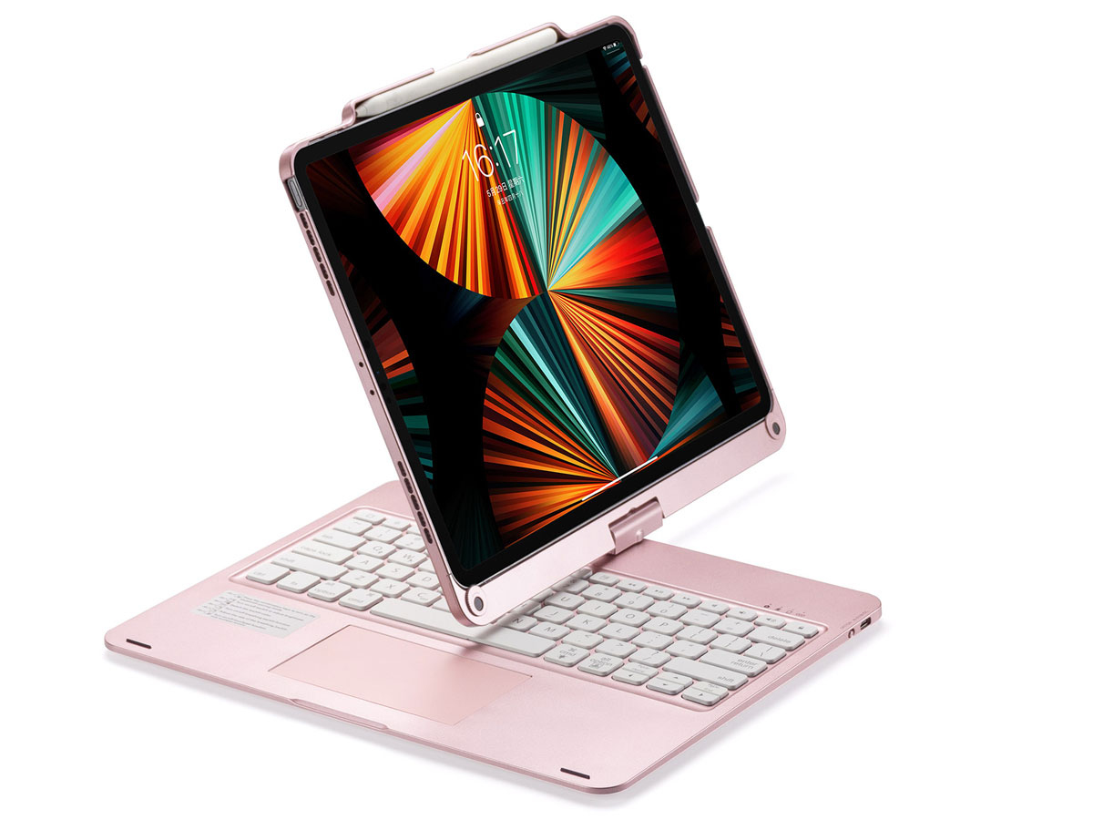 Toetsenbord Case 360 met Muis Trackpad Roze - iPad Pro 12.9 Hoesje