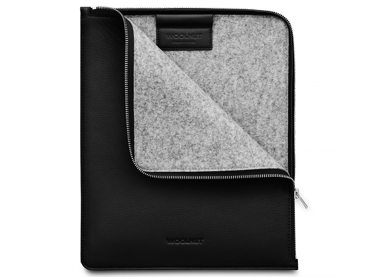 Woolnut Leather Folio Zwart - iPad Pro 12.9 Sleeve